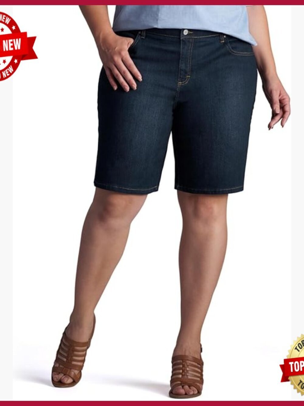 Plus Size Bermuda Shorts Stretch Denim Relaxed Fit